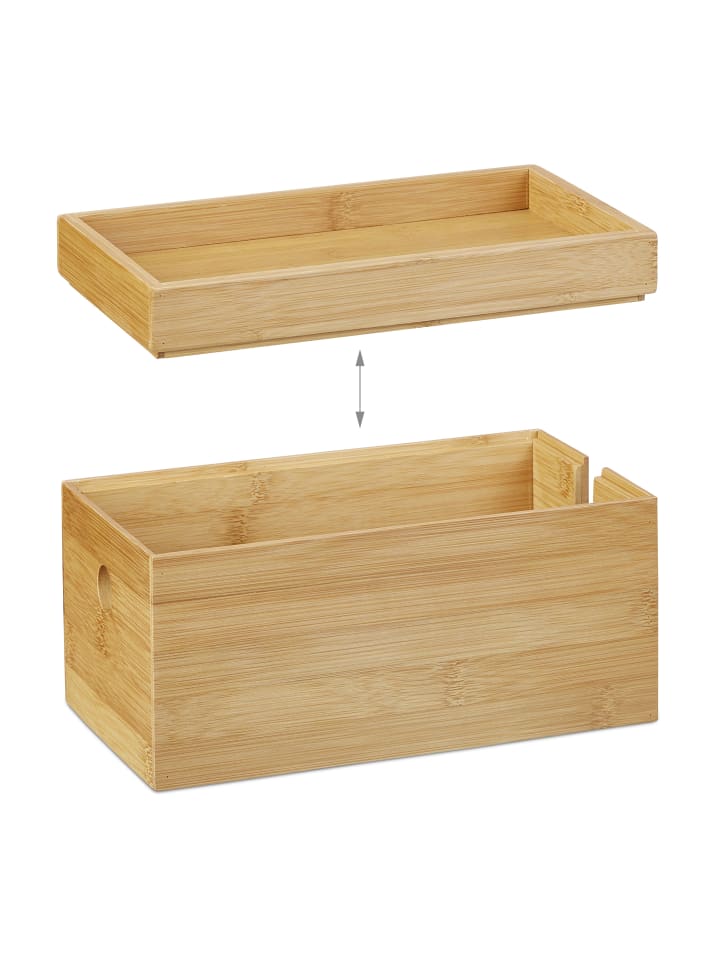 relaxdays Kabelbox in natur - (B)25,5x (H)14 x (T)14 cm günstig kaufen onesize