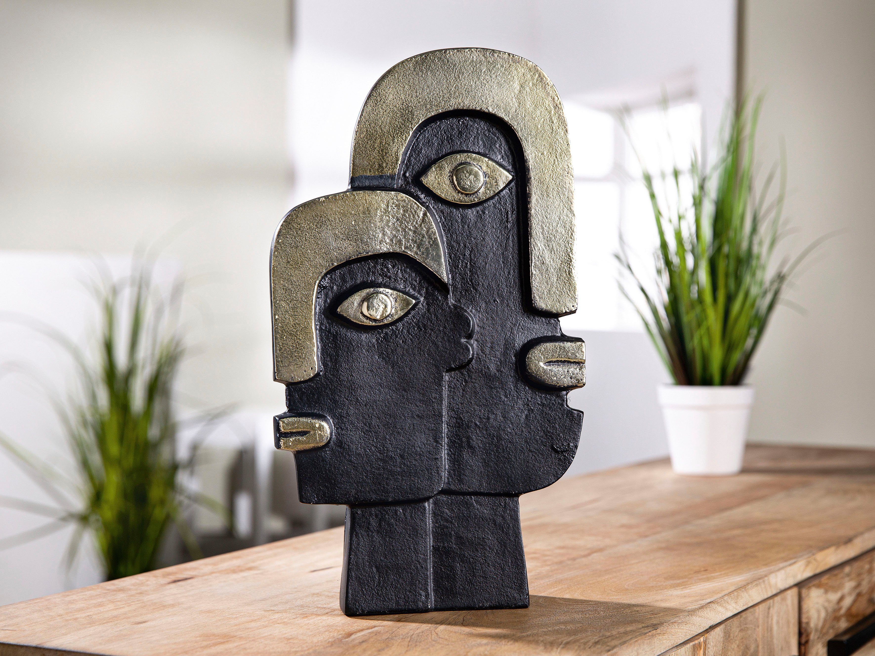 GILDE Dekovase Face (1 St), Vase aus Aluminium, Dekoobjekt, Höhe ca. 36 cm