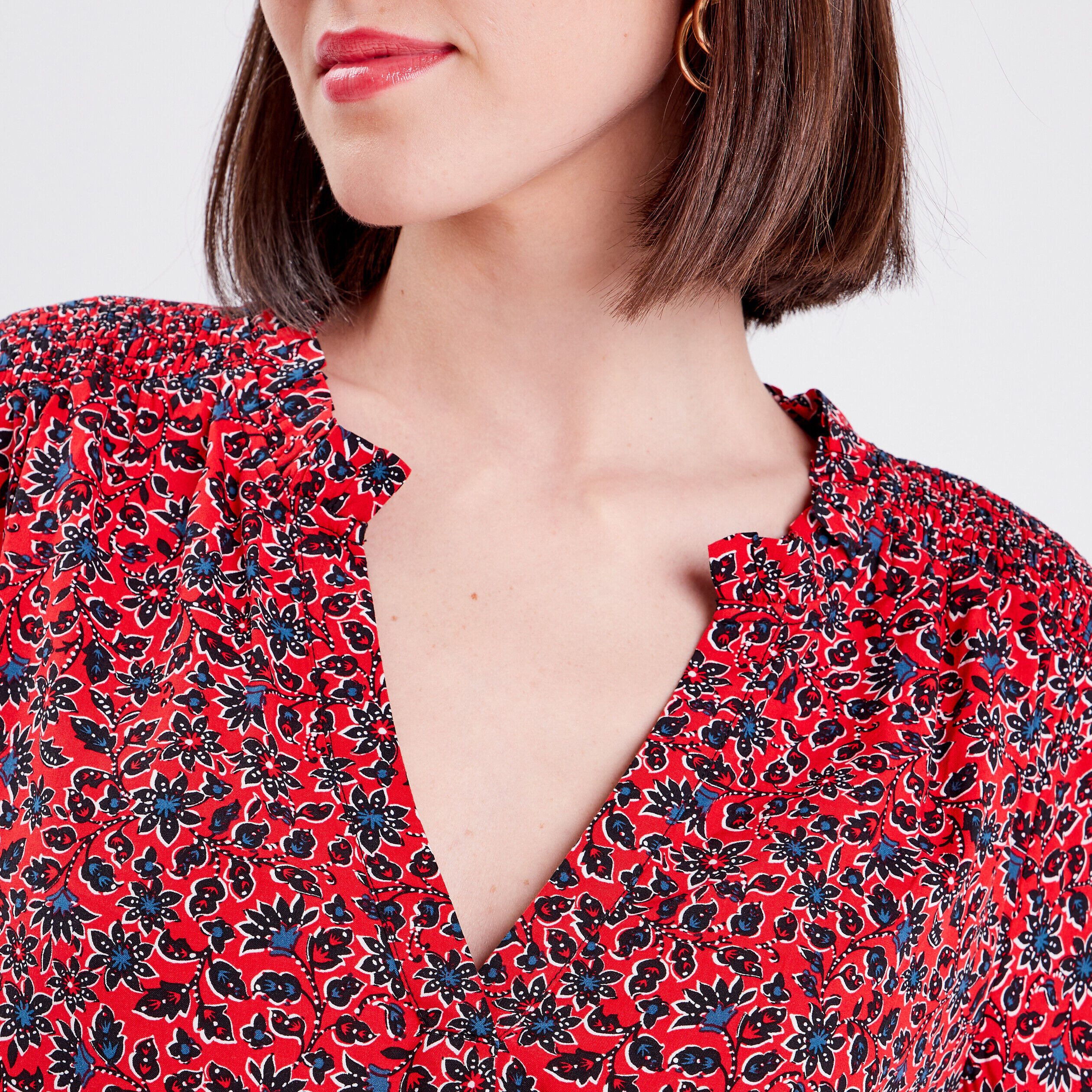 Blouse manches longues rouge femme | Cache Cache