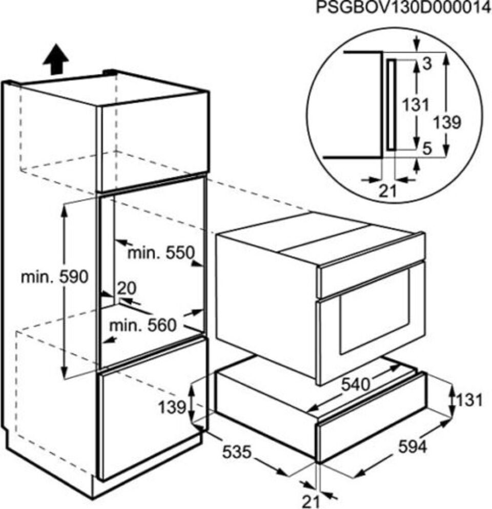 AEG Einbau-Wärmeschublade ohne Front KD91405M, 6MGD 5 Funktionen Push/Pull Öffnung 60cm