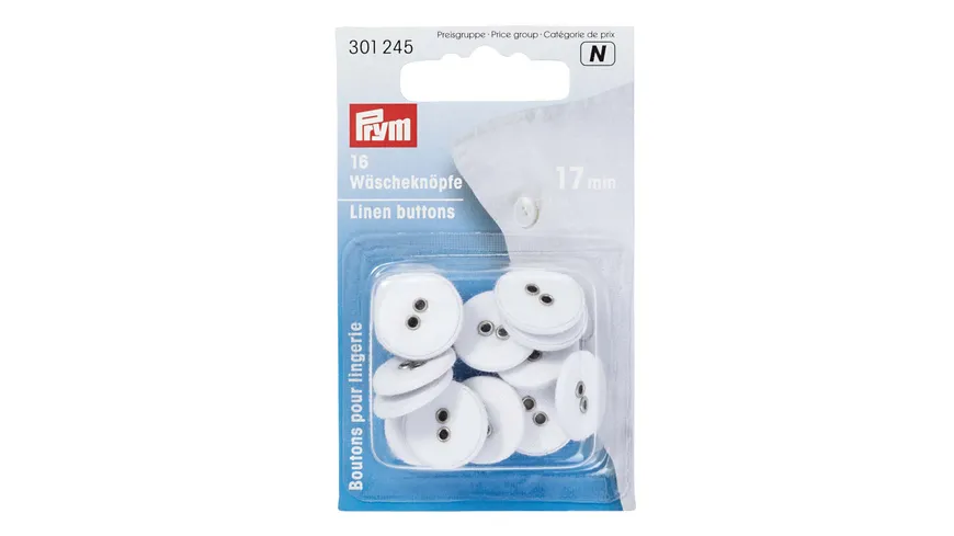 Prym Wäscheknöpfe Leinen 24'' 17 mm weiß