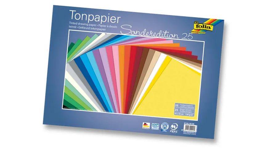 folia Tonpapier 25 Bögen 35 x 50 cm sortiert