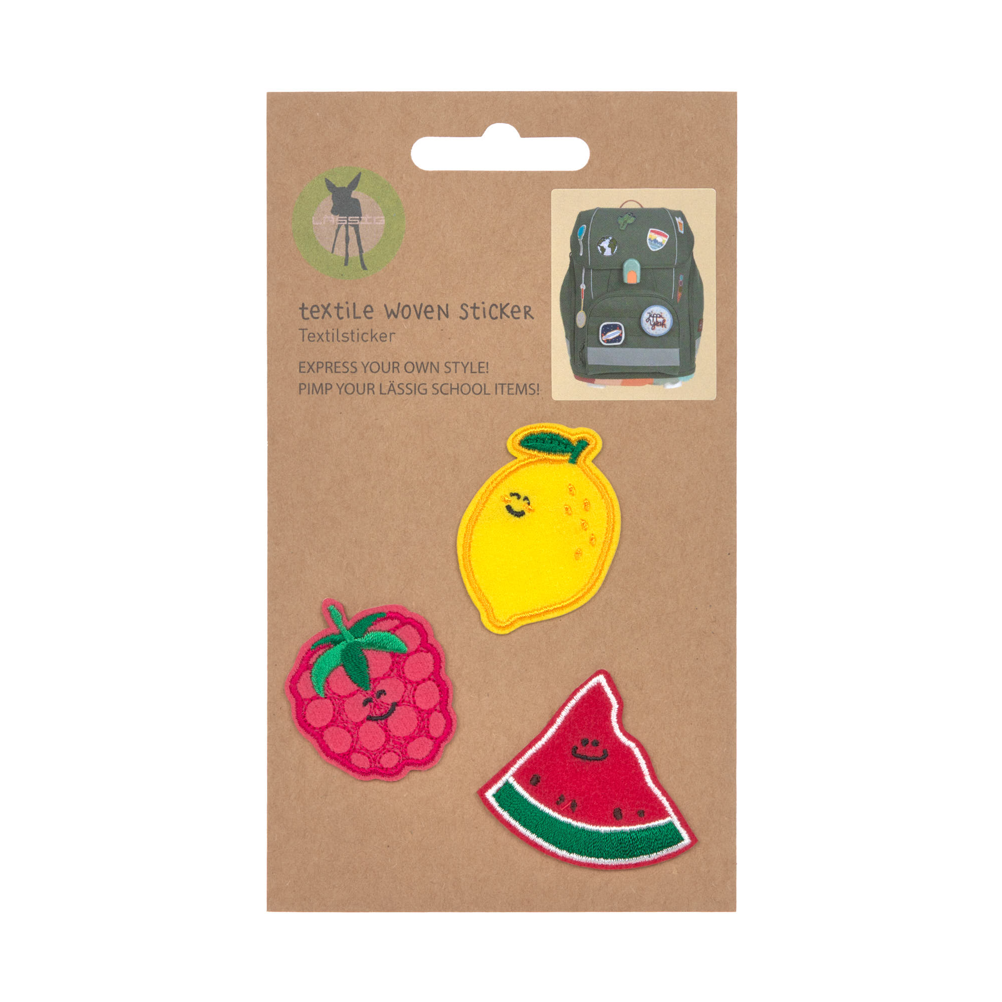 Textil-Sticker (3 Stk) - Stick on, Früchte