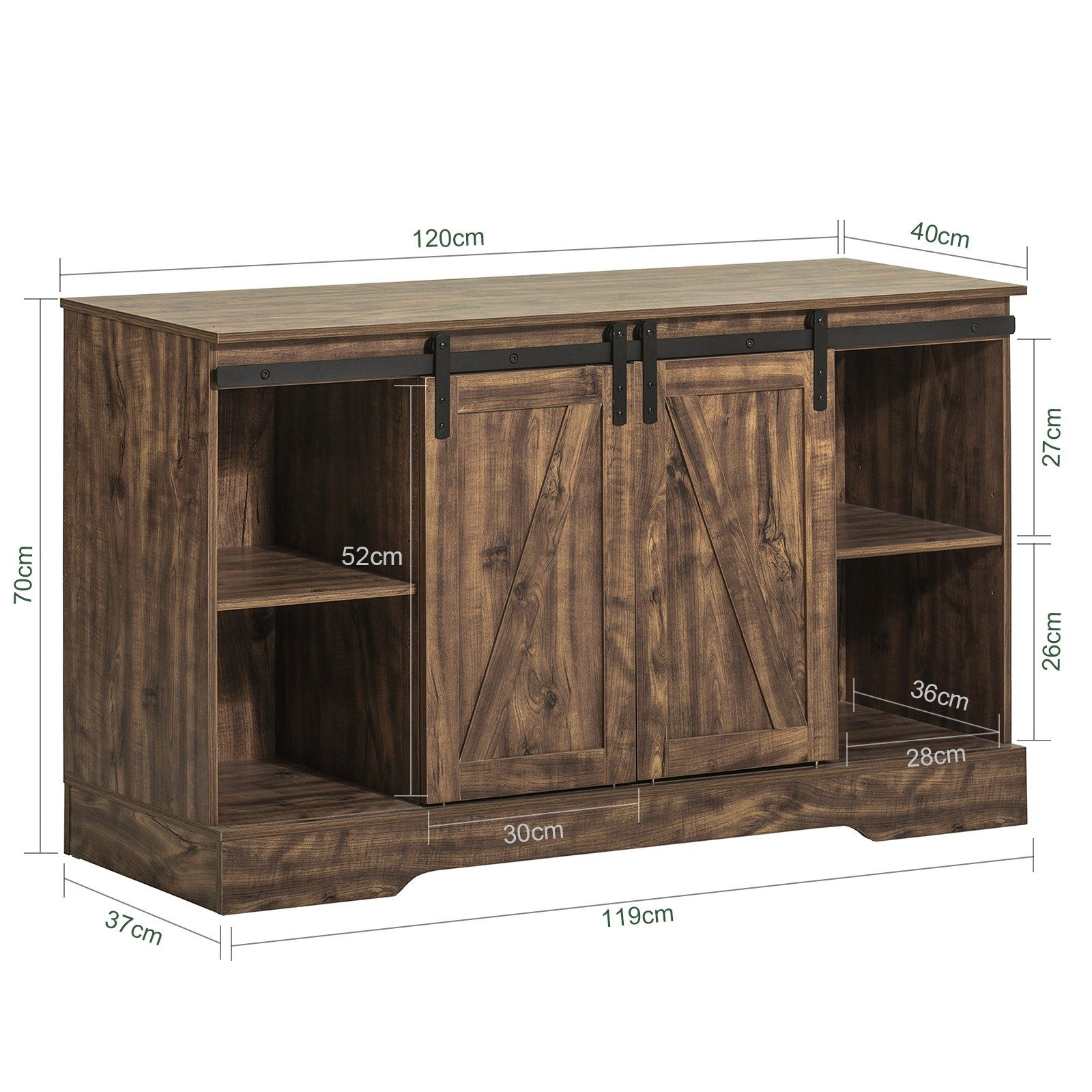 SoBuy Sideboard FSB60, mit Schiebetüren Kommode Küchenschrank Flurschrank Beistellschrank
