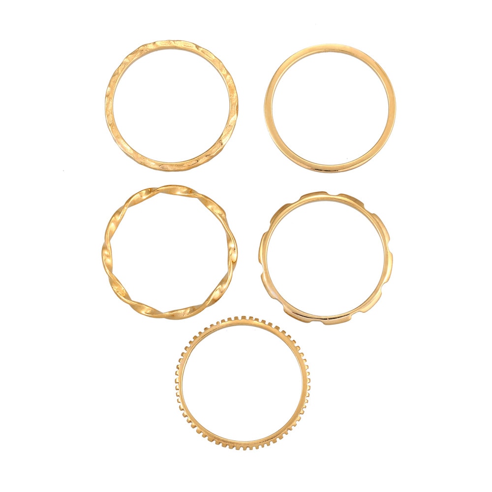 Elli Elli Bague Bagues superposées pour femmes - Lot de 5 - Tendance minimale filigran Bague
