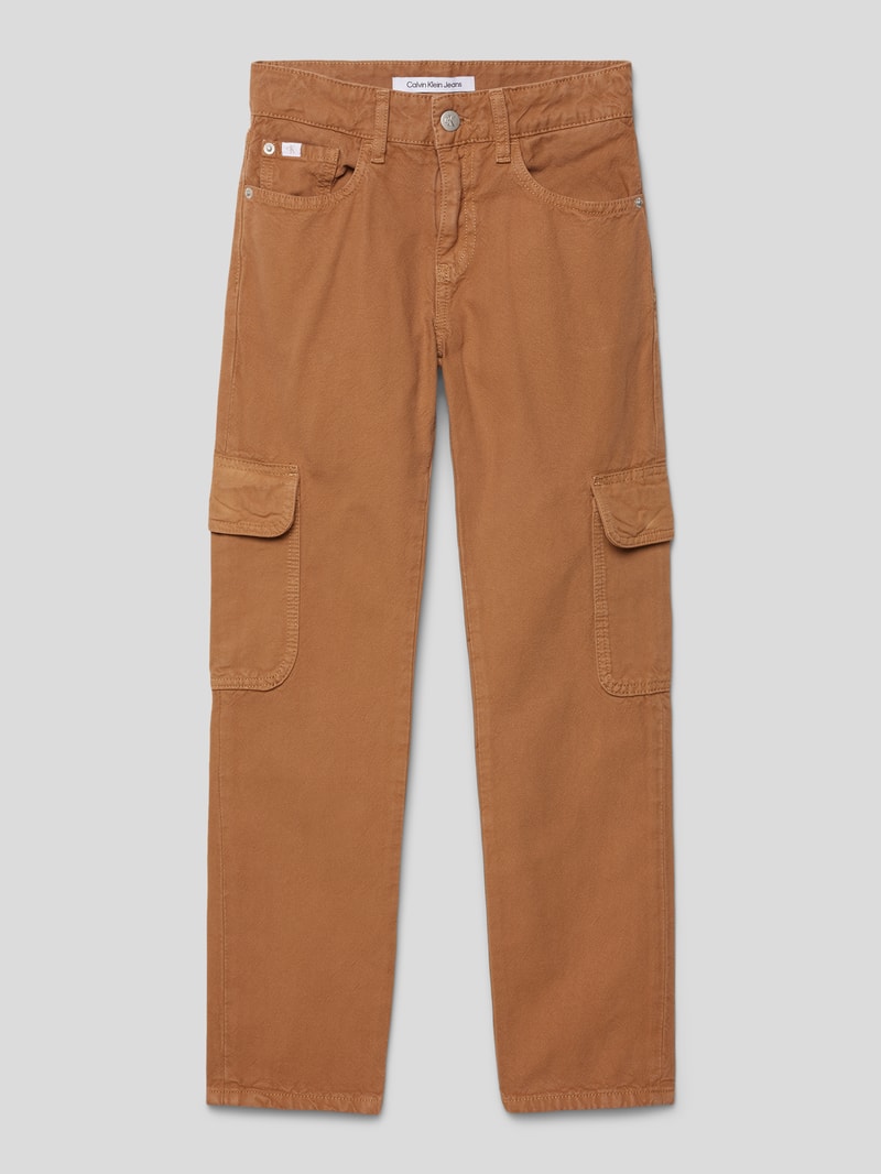 Regular Fit Hose mit Label-Patch Modell 'UTILITY' in cognac