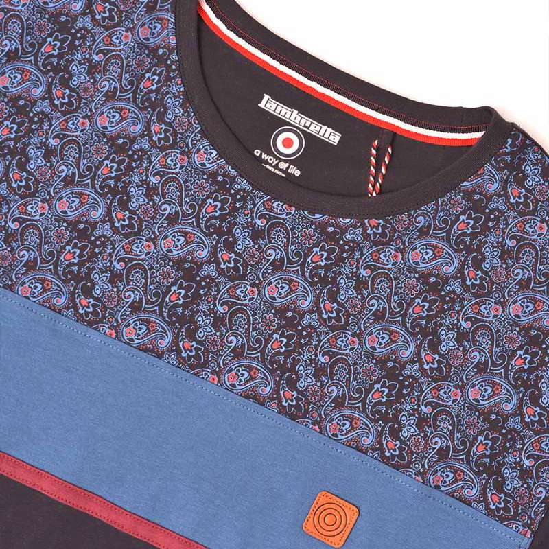 Lambretta Paisley Panel Herren T-Shirt SS0319-NAVY