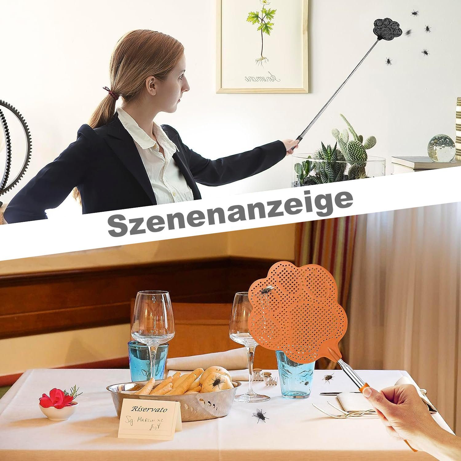 MAGICSHE Fliegenklatsche 3 Stück, ausziehbar, Edelstahl