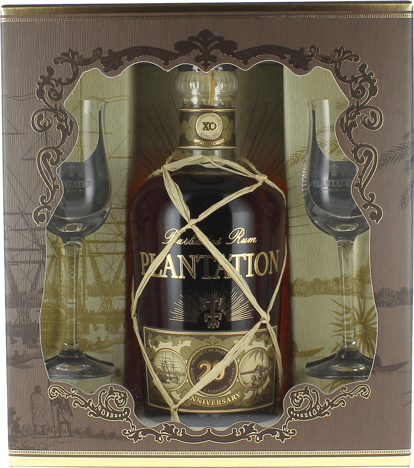 Rhum caraibes plantation xo 20 th anniversary 40&deg;coffret deux verres