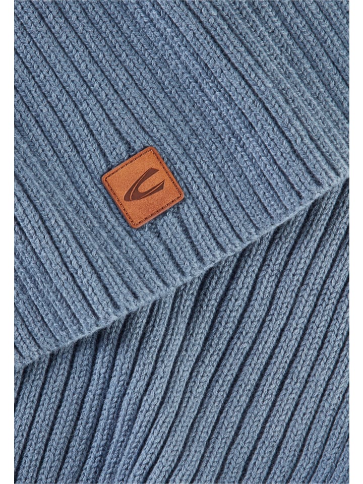 Camel Active Schal aus einem Baumwoll-Kaschmir-Mix in Blau günstig kaufen onesize