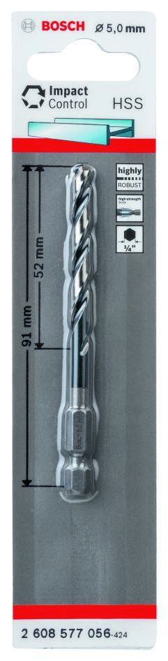 Bosch Blue Accessories 2608577056 Εξαγωνικό τρυπάνι HSS 5,0 mm 5 x 52 x 91 mm