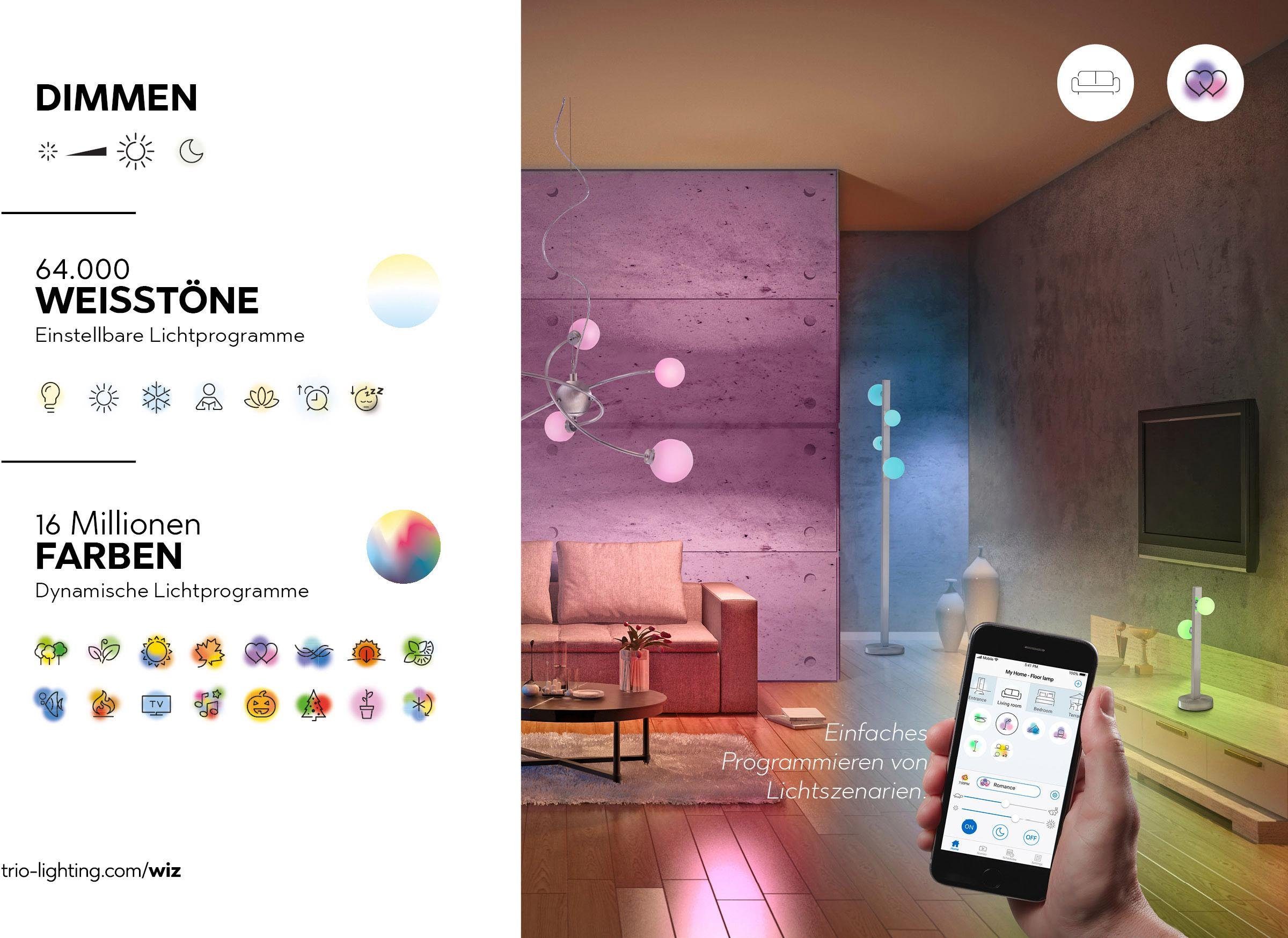 TRIO Leuchten LED Deckenleuchte MELBY, Dimmfunktion, Farbwechsel, Memoryfunktion, Smart Home, mehrere Helligkeitsstufen, LED fest integriert, Neutralweiß, Warmweiß, Mit WiZ-Technologie für eine moderne Smart Home Lösung