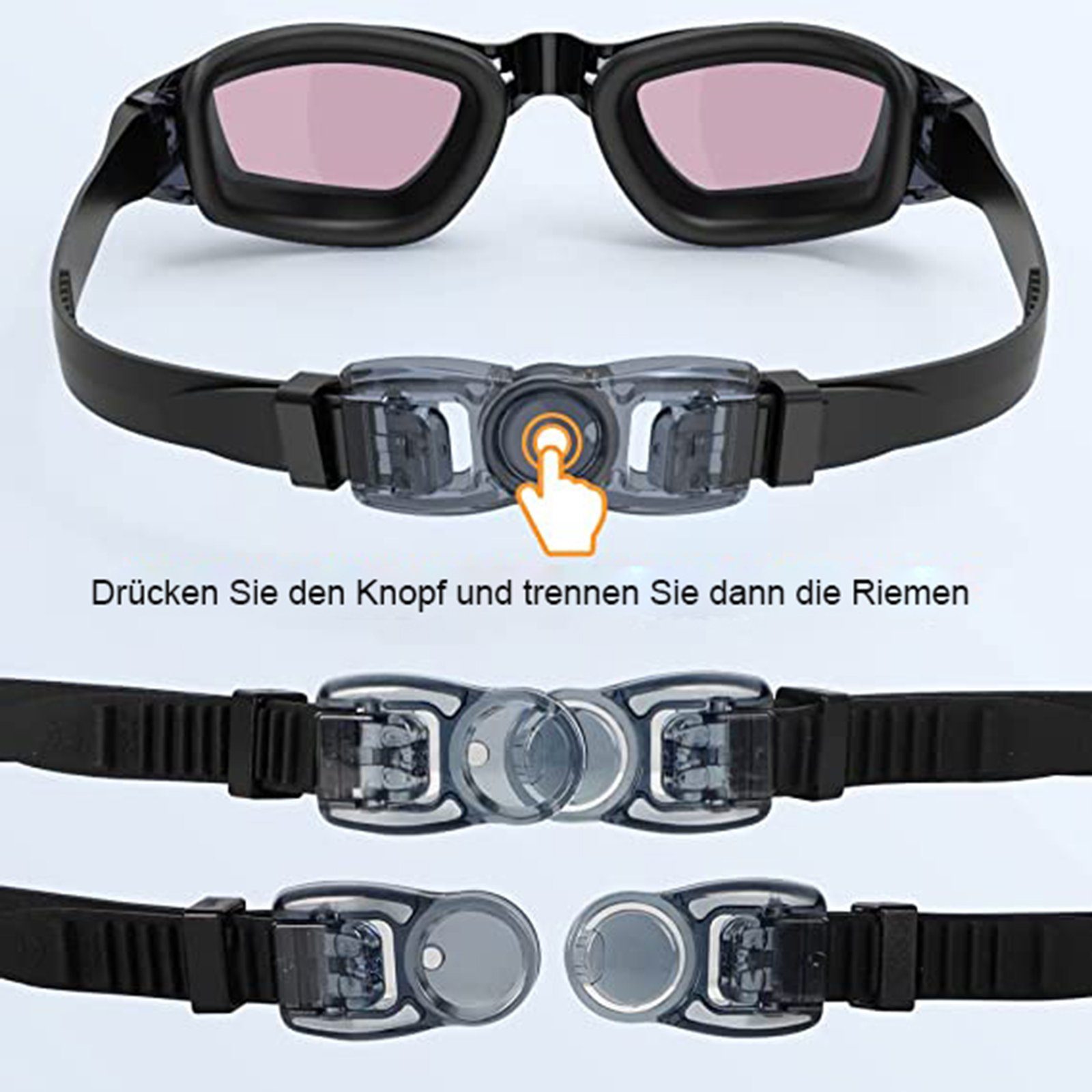 iceagle Schwimmbrille Schwimmbrille, Schwimmbrille für Herren und Damen mit Breiten Gläserm