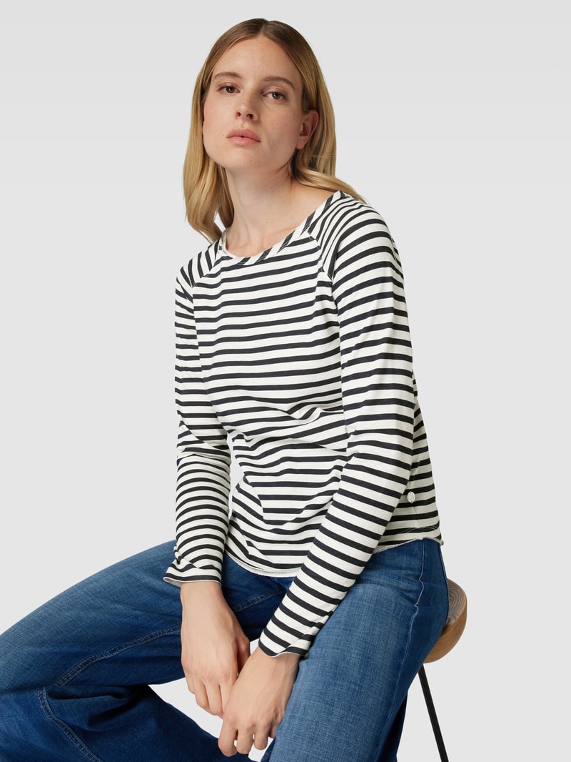 Longsleeve mit Streifenmuster in marineblau