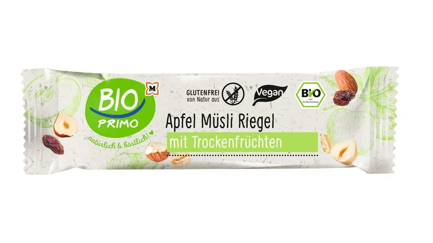 BIO PRIMO Bio Apfel Müsli Riegel mit Trockenfrüchten 40 g