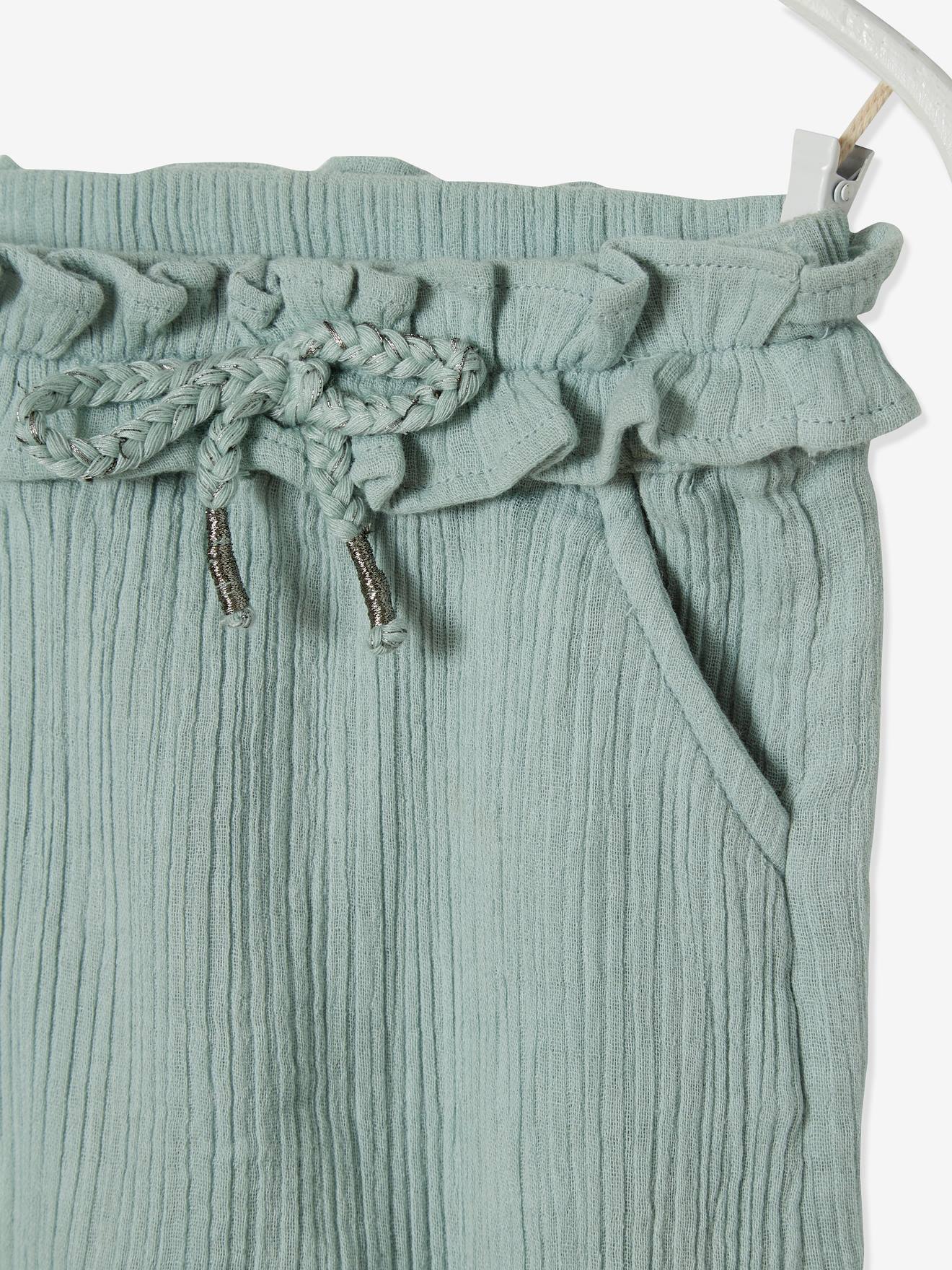 Pantalon taille élastiquée bébé fille vert céladon