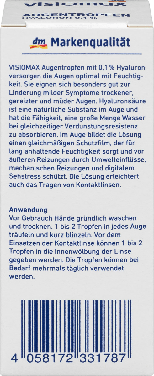 Augentropfen mit 0,1% Hyaluron, 15 ml