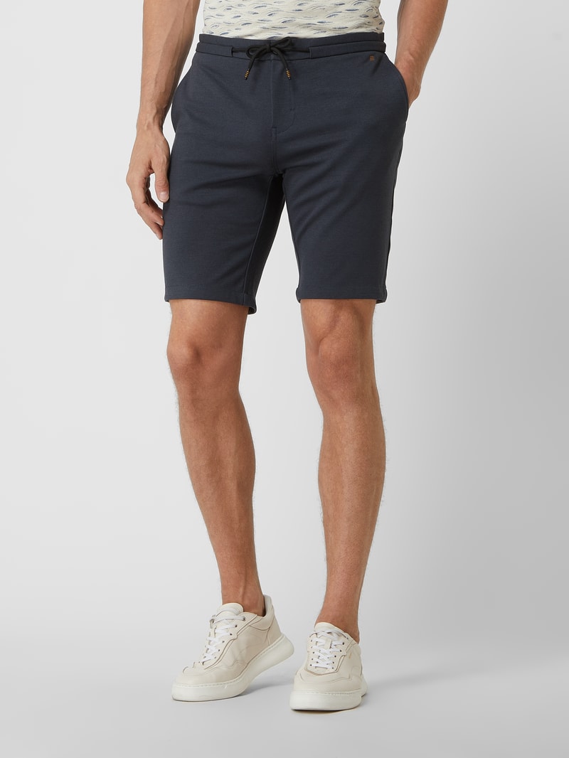 Shorts aus Piqué in marineblau