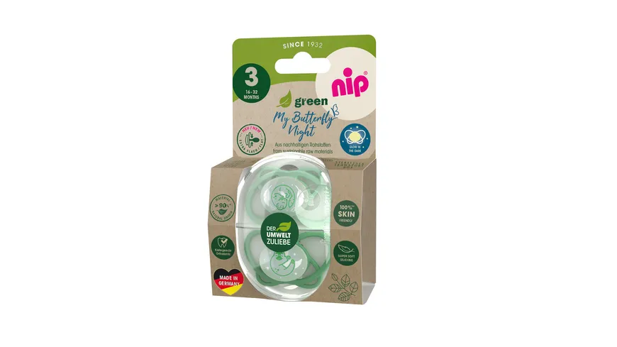 nip®Schnuller My Butterfly Night Green Silikon Größe 3 (16-32 Monate)
