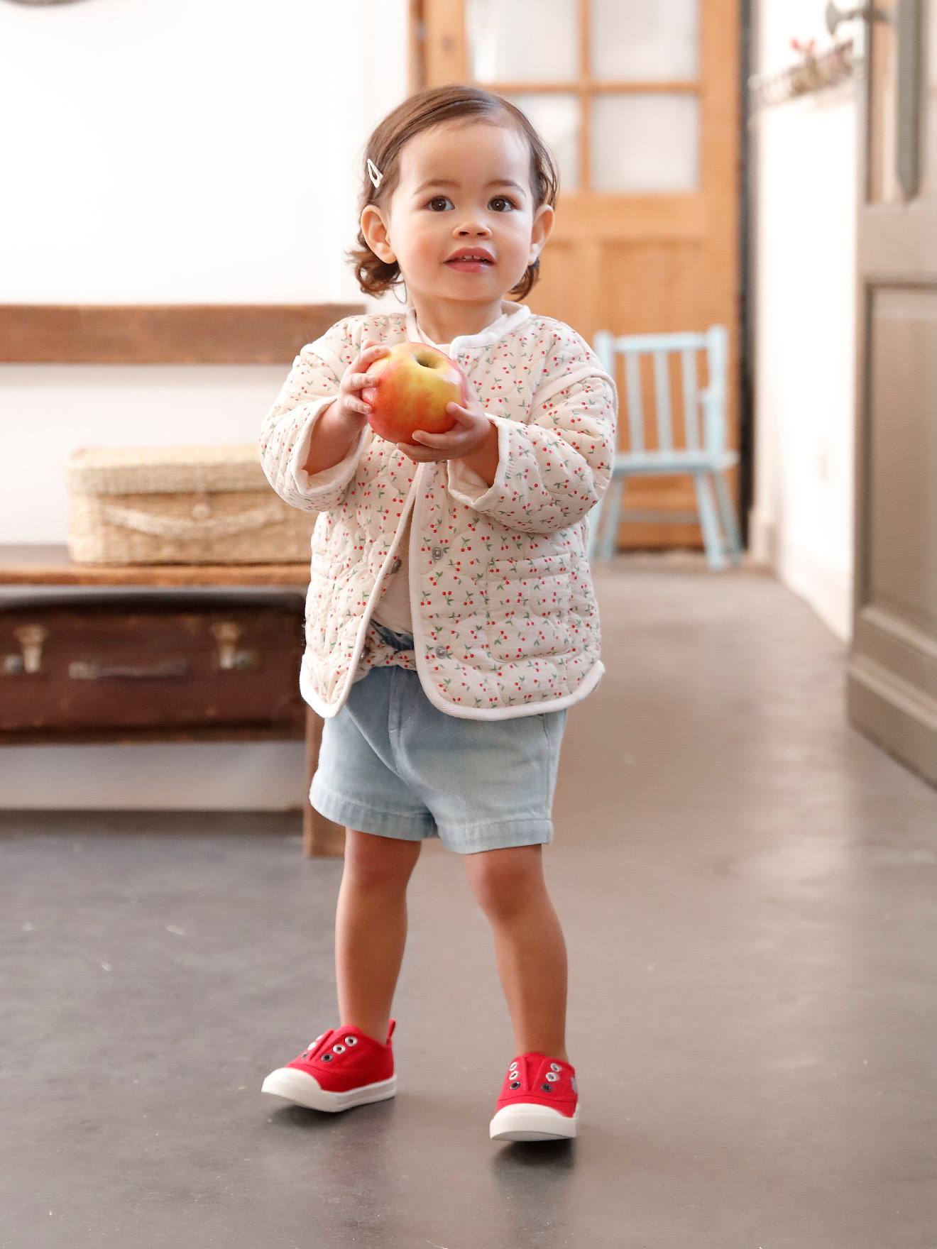 Vertbaudet Baby Paperbag-Shorts mit Stoffgürtel - bleached