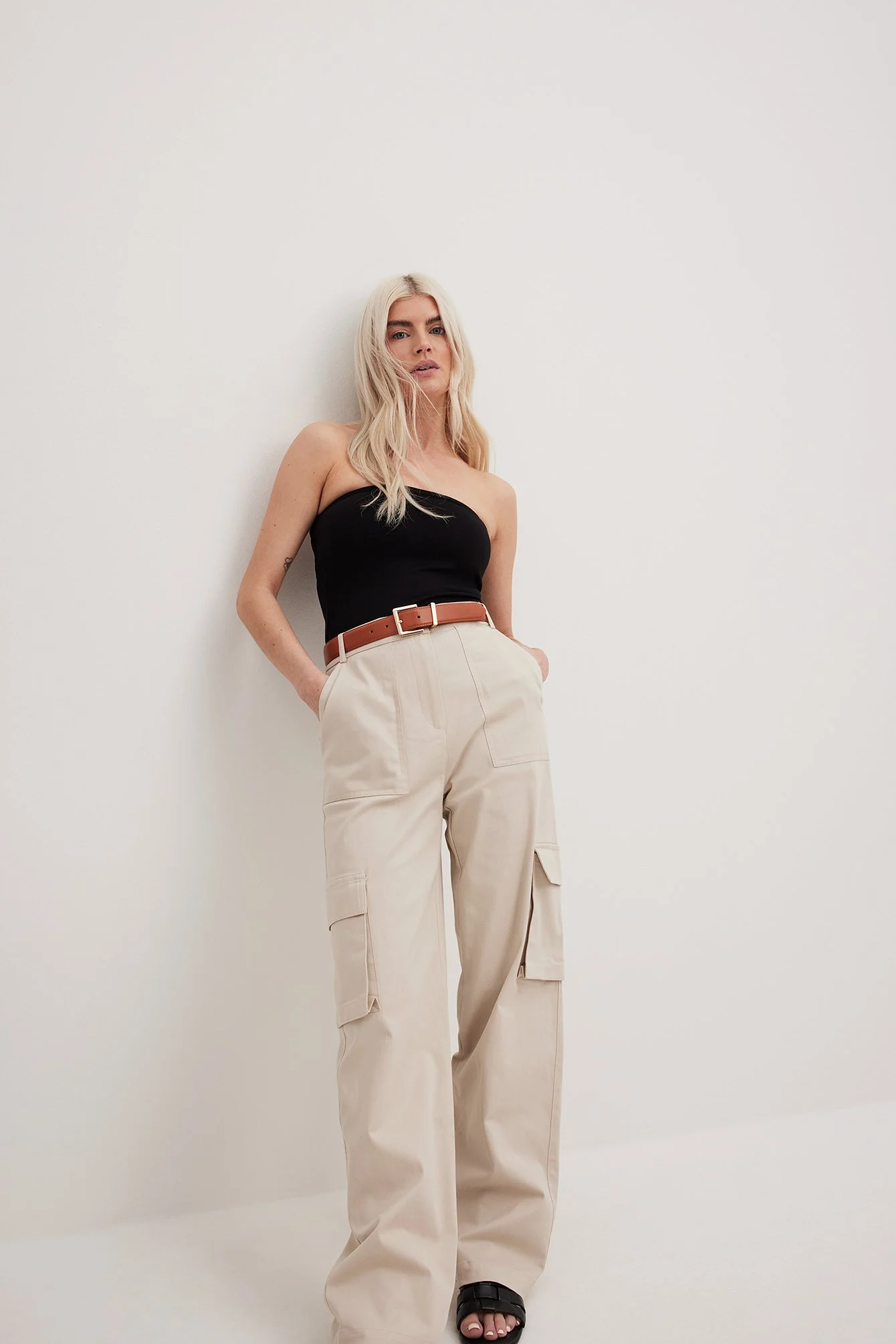 Cargo-Taschenhose mit hoher Taille
