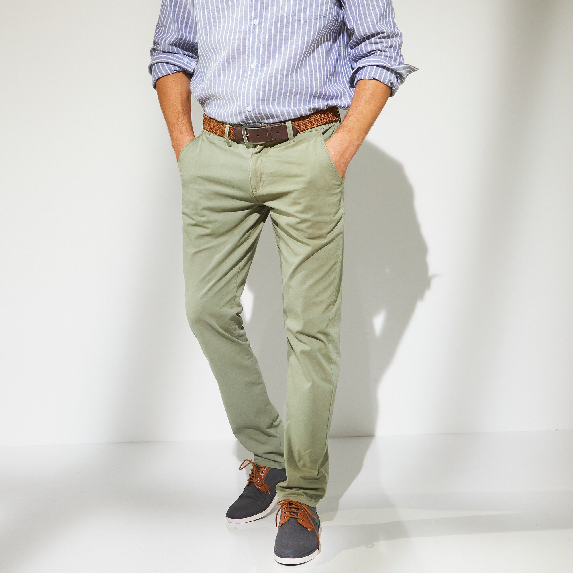 Pantalon chino uni sergé stretch grand confort
