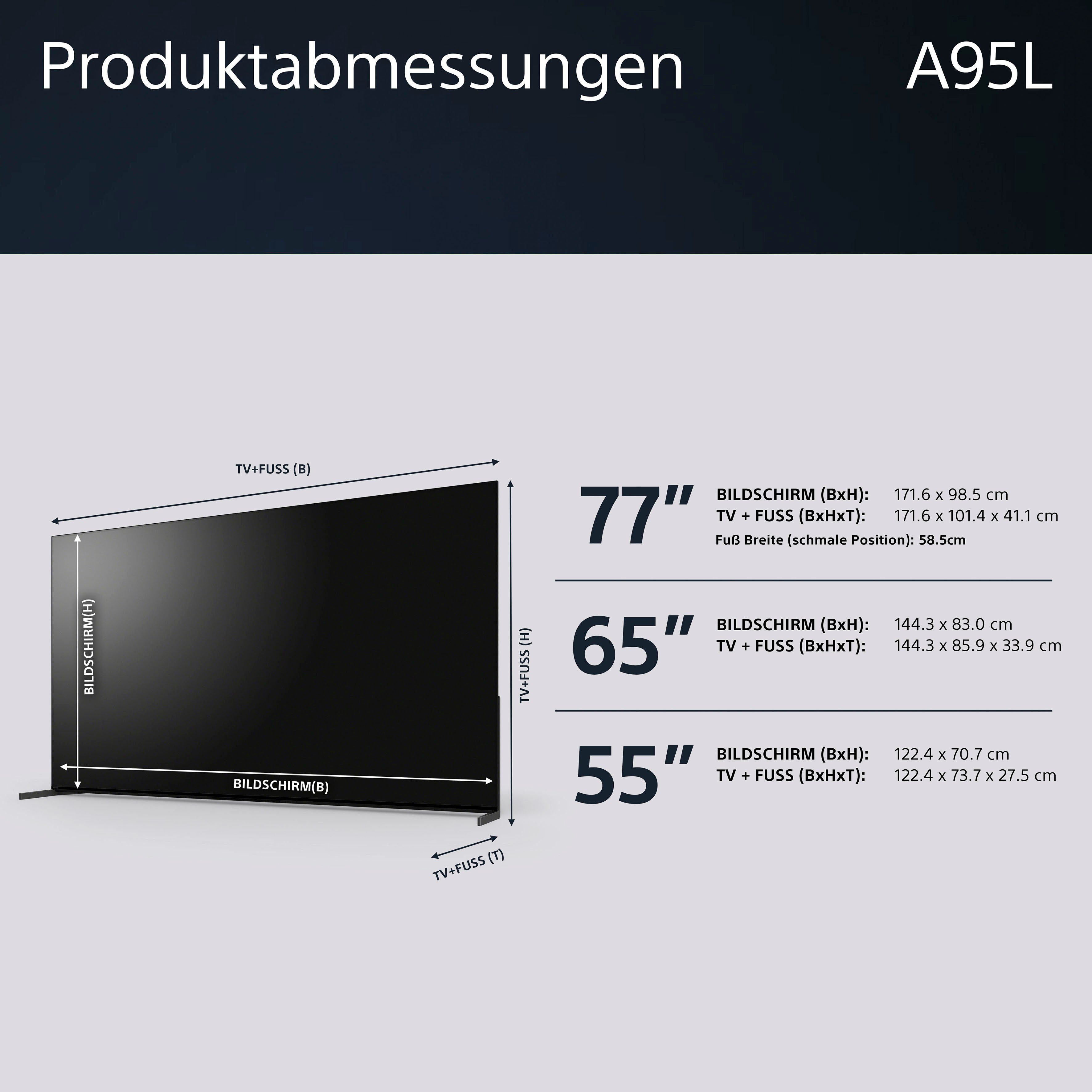 Sony XR-65A95L OLED-Fernseher (164 cm/65 Zoll, 4K Ultra HD, Google TV, Smart-TV, Smart-TV, TRILUMINOS PRO, BRAVIA CORE, mit exklusiven PS5-Features)