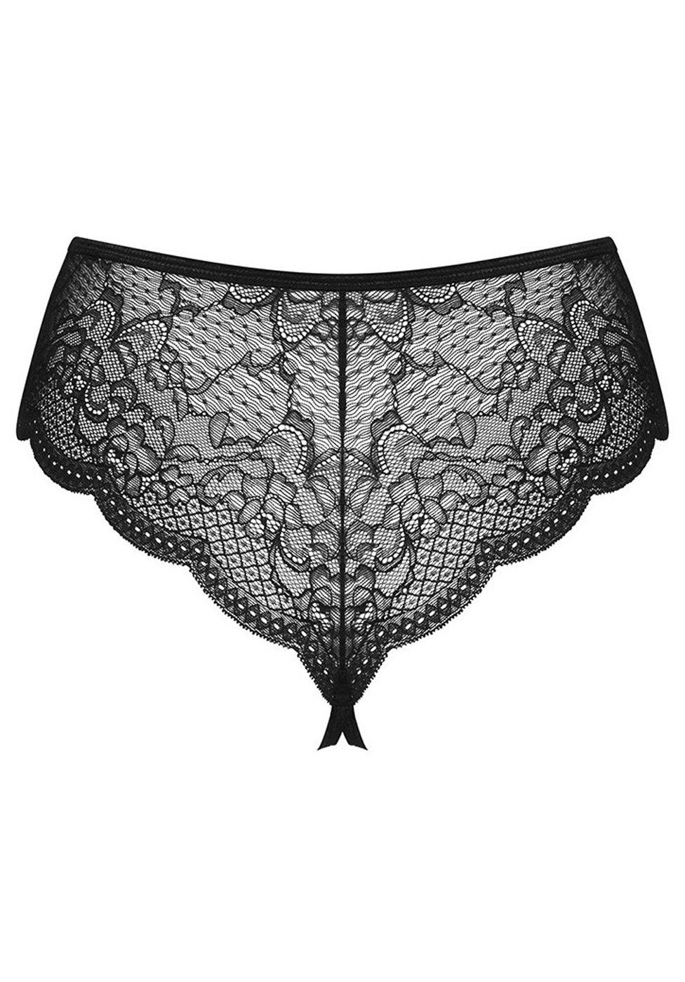 Obsessive Tanga Pearlove sexy Tanga mit offenem Schritt und mit Perlen ouvert Spitze - schwarz