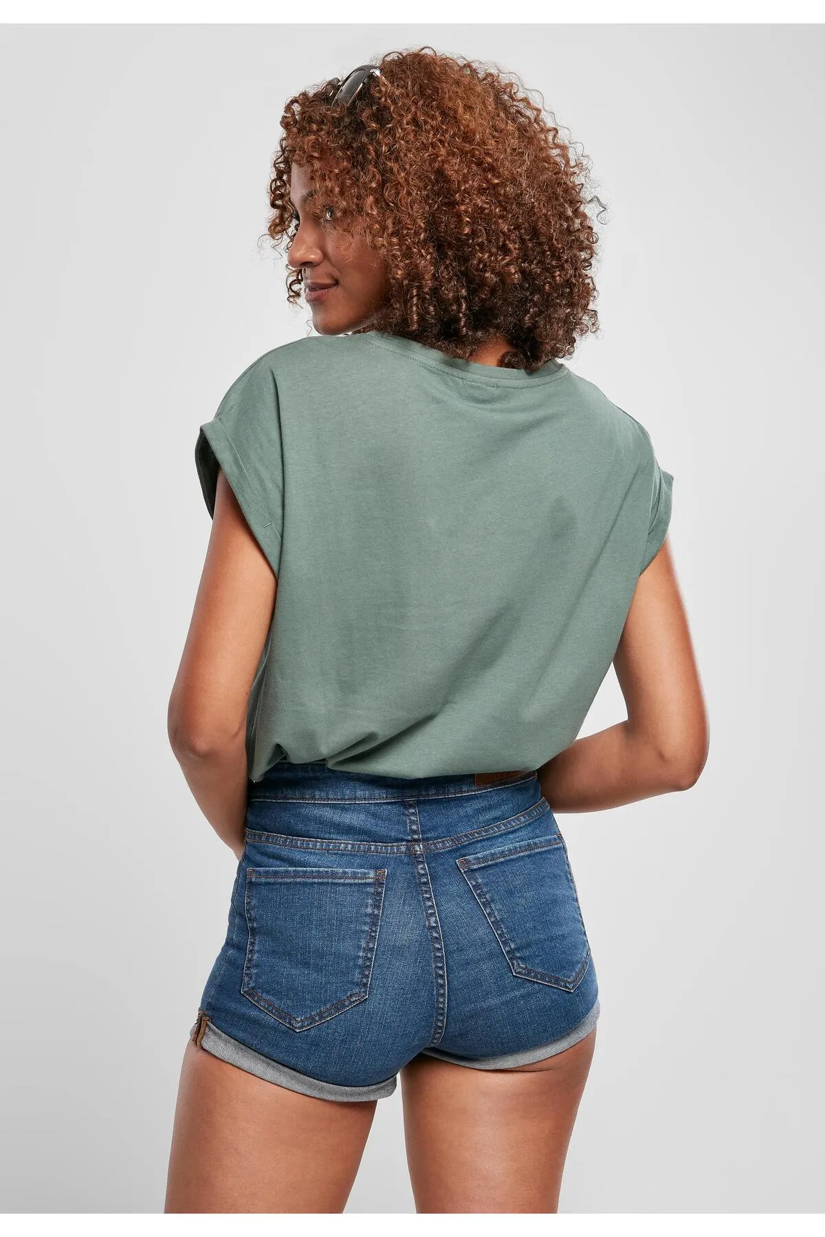 Urban Classics  Damen T-Shirt mit verlängerter Schulterpartie für Damen