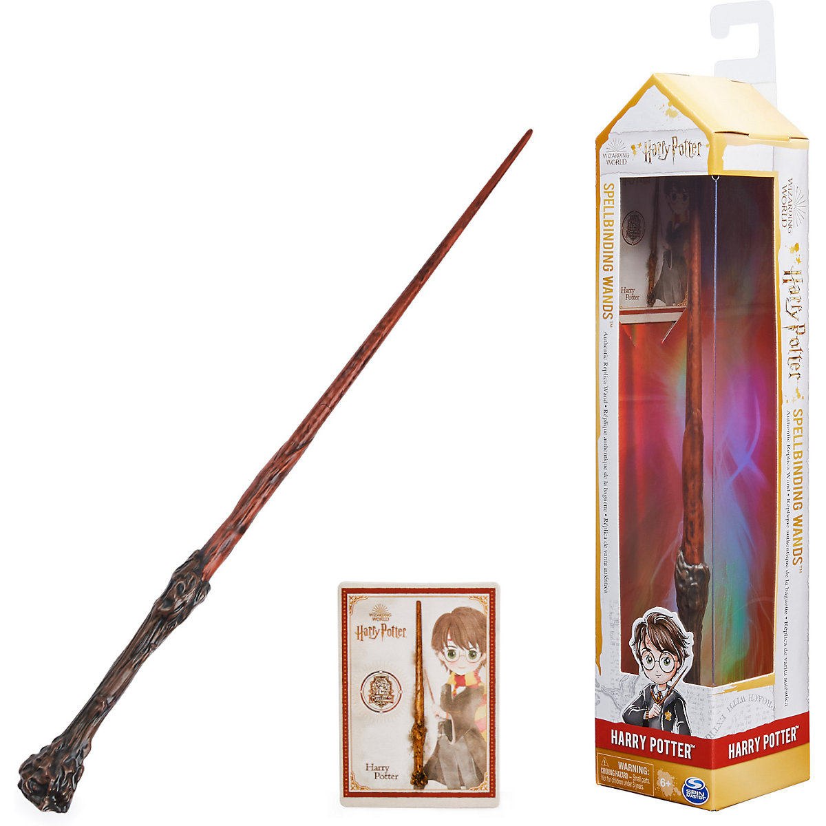 Harry Potter - Authentischer Harry Potter Zauberstab aus Kunststoff mit Zauberspruch-Karte, ca. 30,5 cm
