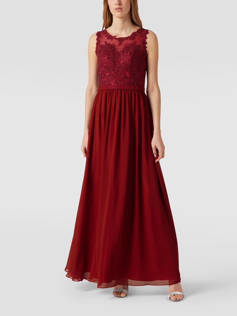Abendkleid mit Pailletten in bordeaux rot