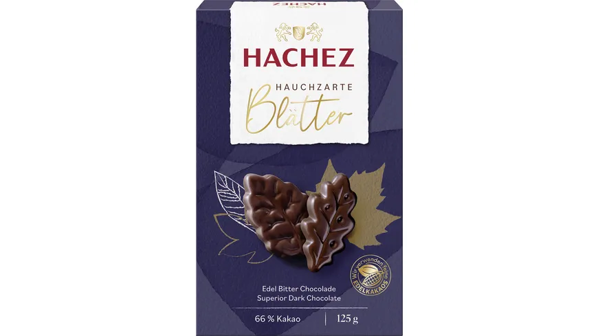 Hachez Braune Blätter Edelbitter Chocolade 125 g