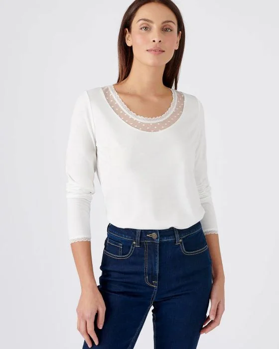 T-shirt manches longues Thermol'love tulle plumetis