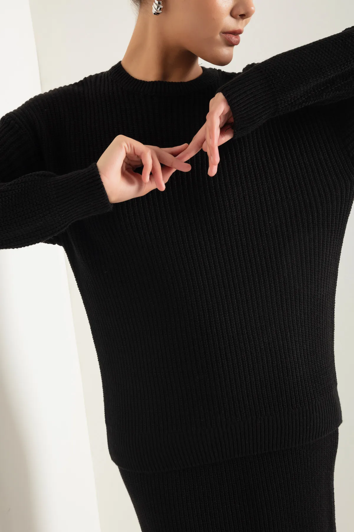 Lafaba  Schwarzes Selanik-Strickwaren-Set für Damen