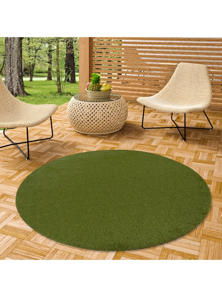 Snapstyle Luxus Kunstrasen Rasenteppich Chelsea Rund in Groen günstig kaufen