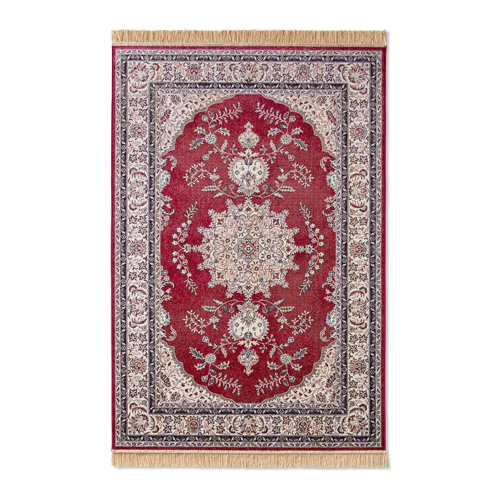 Teppich Palazzo Royal Ghoum, TaraCarpet, rechteckig, Höhe: 6 mm, Medalion Seiden Optik rot Wohnzimmer Schlafzimmer Esszimmer 67x105