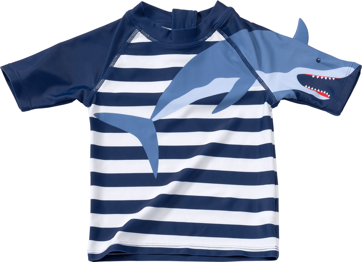 UV Shirt mit Hai-Applikation, blau, Gr. 110/116, 1 St
