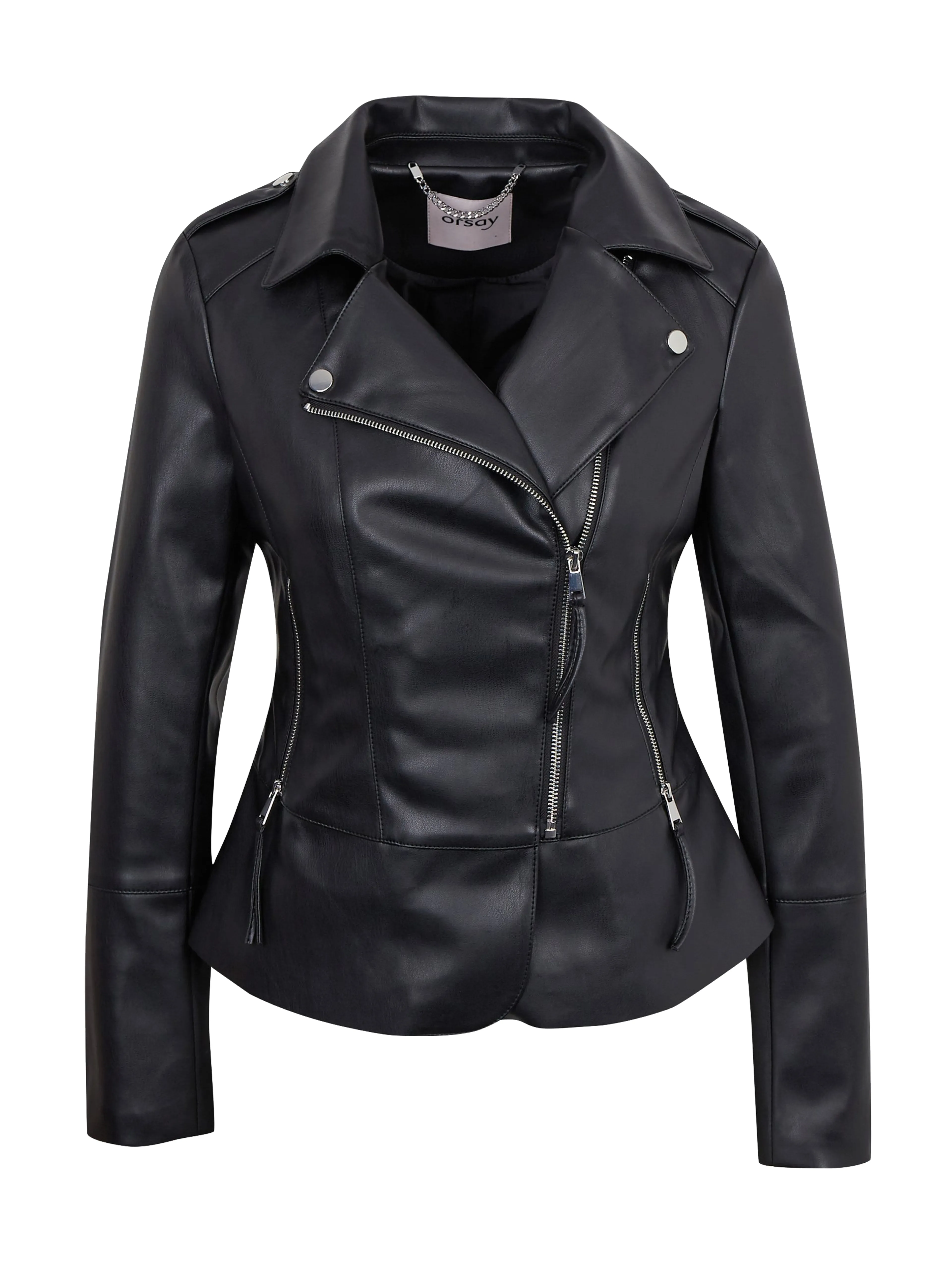 Schwarze Damen Kunstlederjacke ORSAY