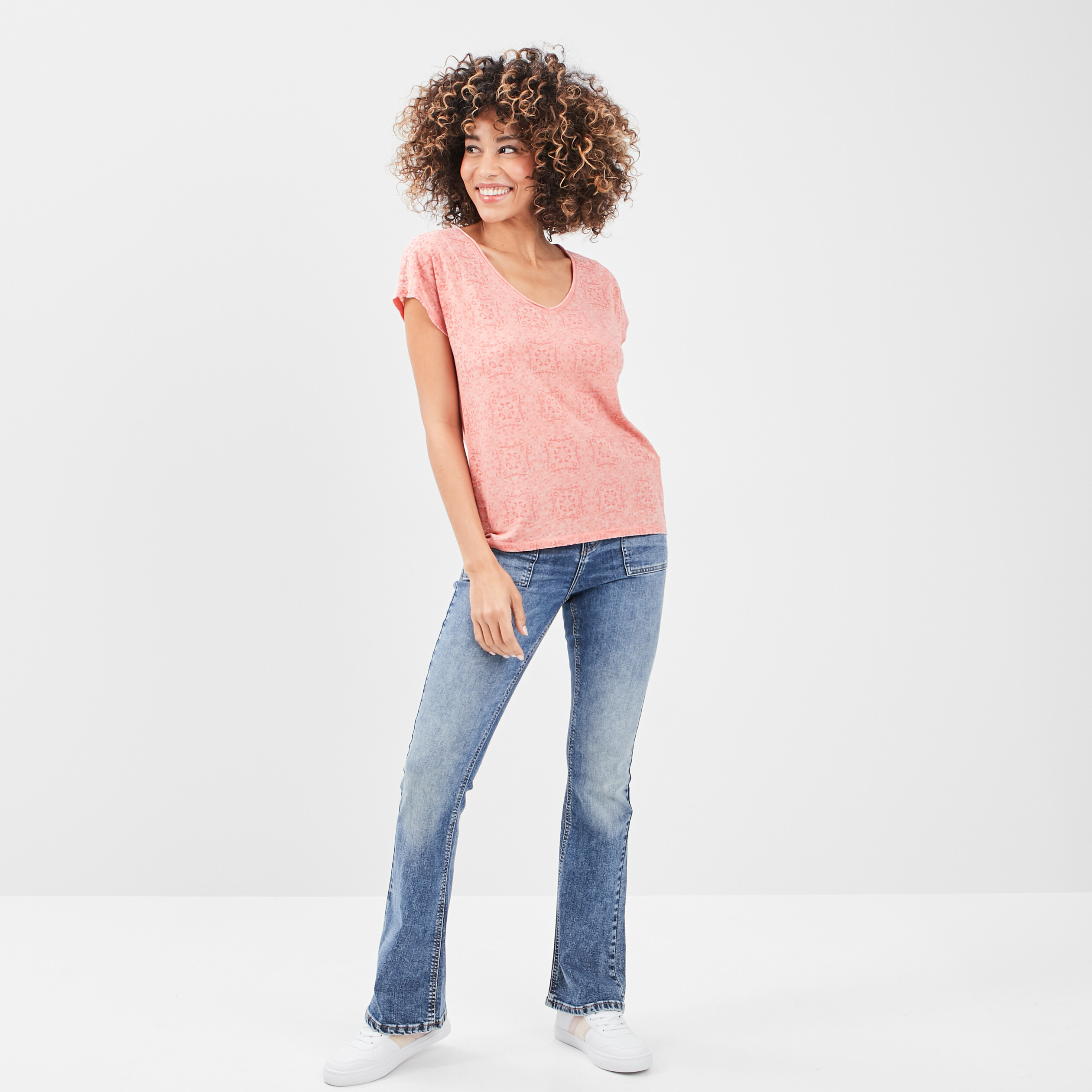T-shirt manches courtes Creeks rose corail femme | La Halle