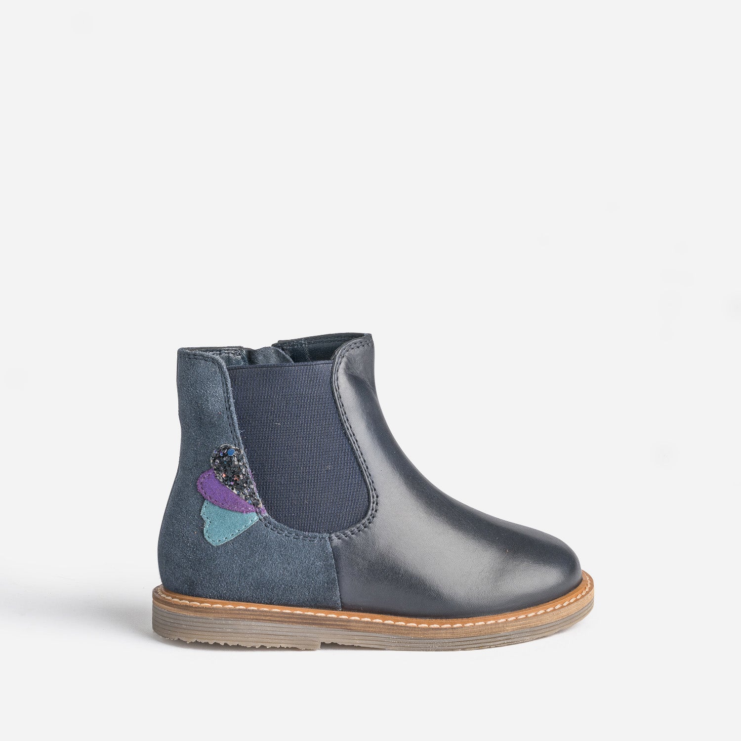 Chelsea boots éco-conçu BUGGY marine en cuir