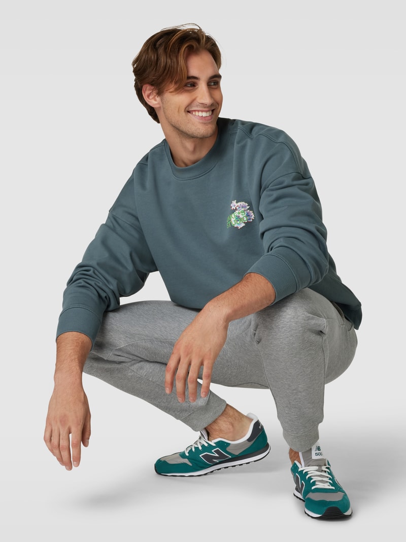 Sweatshirt mit Label-Print Modell 'JEFFERSON' in rauchblau