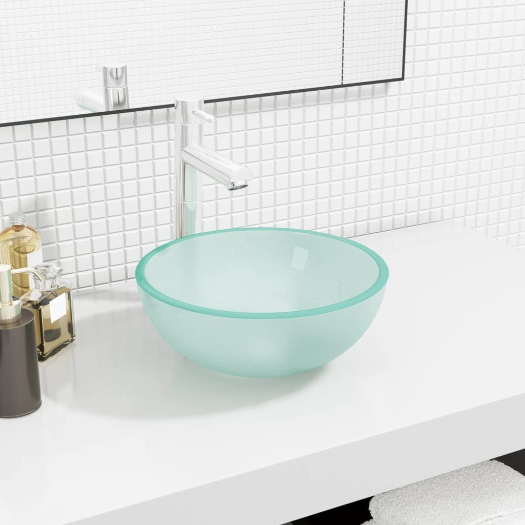 vidaXL Waschbecken Waschbecken Hartglas 30x12 cm Matt