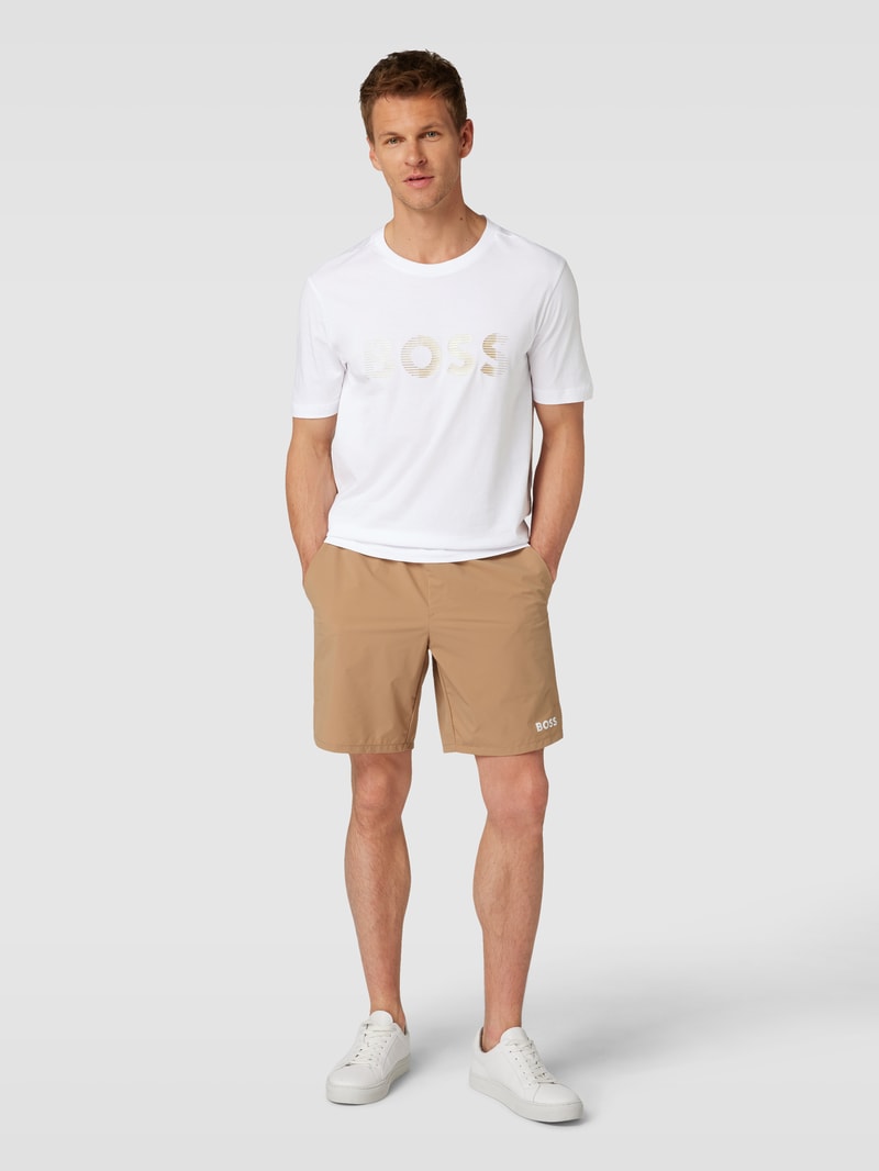 T-Shirt mit Label-Print in weiß