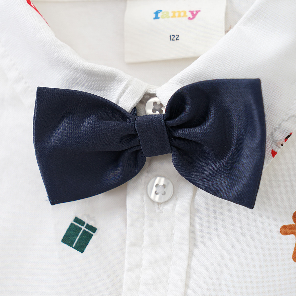 Jungen Weihnachtshemd mit Fliege weiss