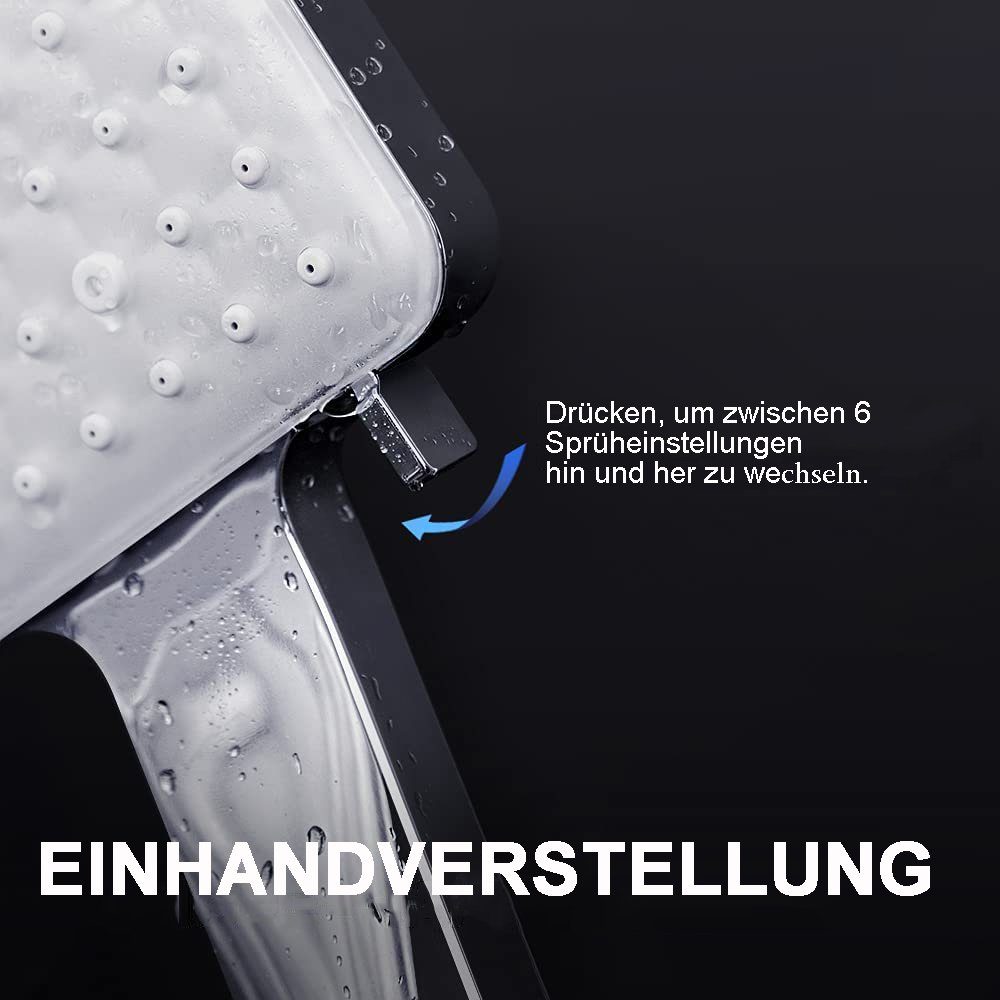 Haiaveng Handbrause Großer Duschkopf mit 1,5m Schlauch, Handbrause, Duschschlauch Handbrause Duschkopf Regendusche mit 6 Strahlarten