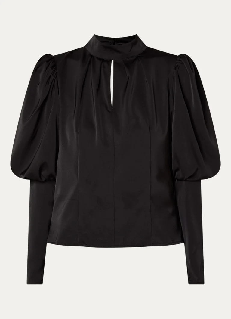 Co'Couture Adna satin tunic with backless design and puff sleeves