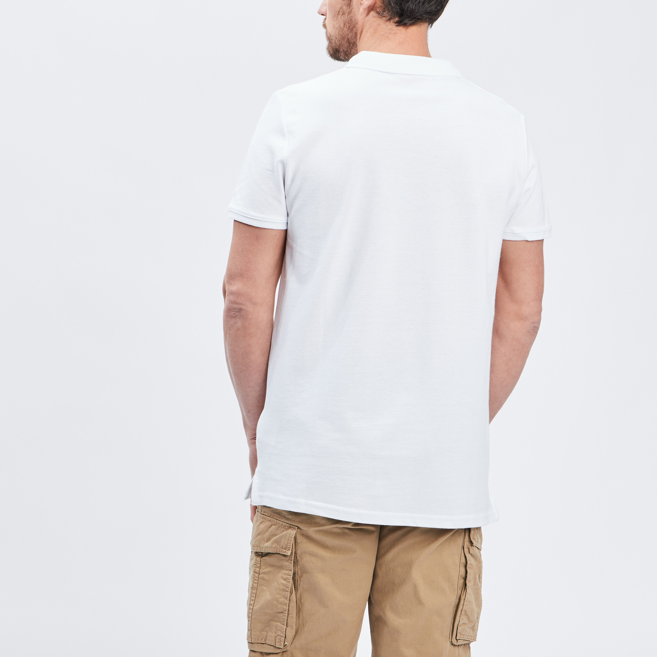 Polo en coton manches courtes blanc homme | La Halle