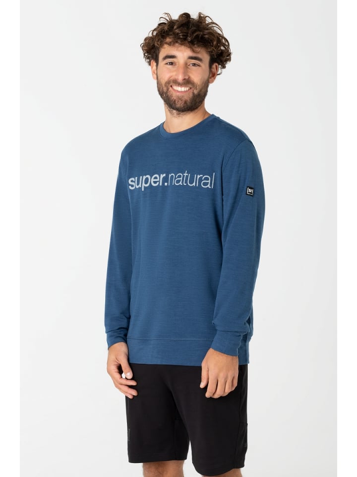 super.natural Merino Sweatshirt M SIGNATURE CREW in dunkelblau günstig kaufen
