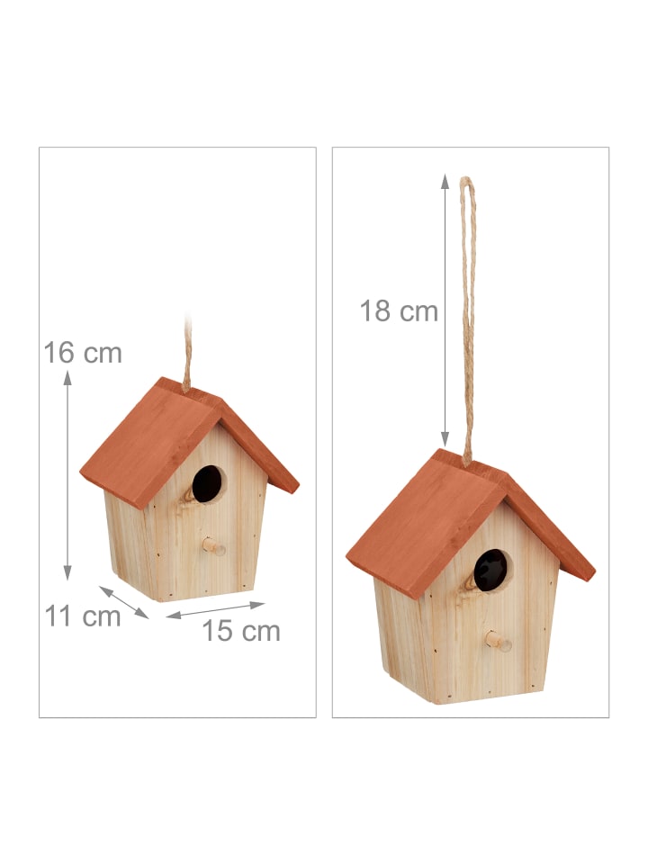 relaxdays Deko Vogelhaus in Natur/ Orange günstig kaufen onesize