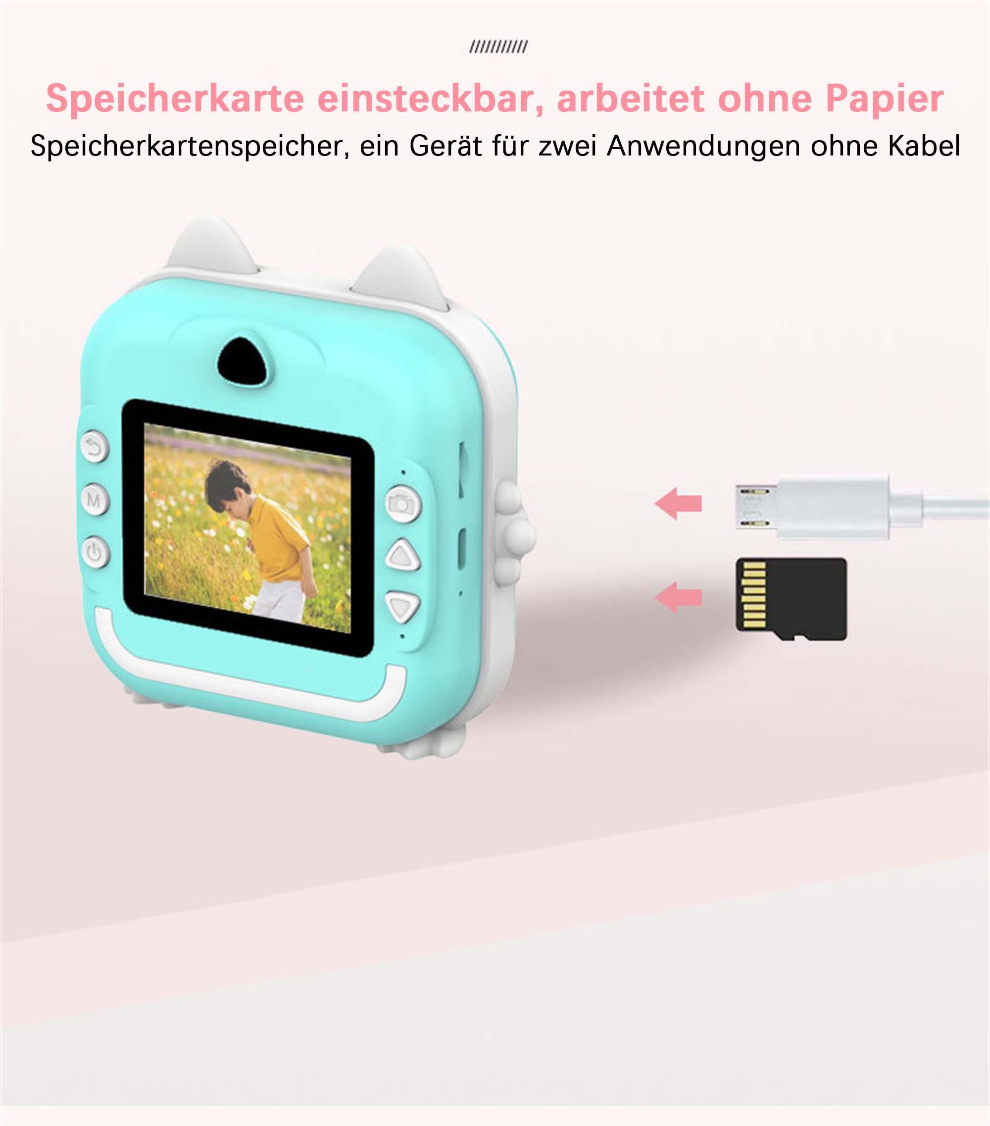 Yoyaxi ZXJ2 Sofortbildkamera (inkl. Alles in einem: Kamera und Drucker,Bis zu 6 Stunden Videomaterial, 2400W HD-Pixel, Drahtlose Übertragung, Speicherkarte einlegbar, Einfache Reichweite)